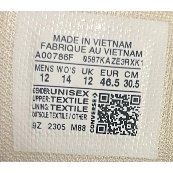 Converse Chuck Taylor All Star Classic Canvas High Top - Sand Dune Size 12M 14W - Picture 6 of 9